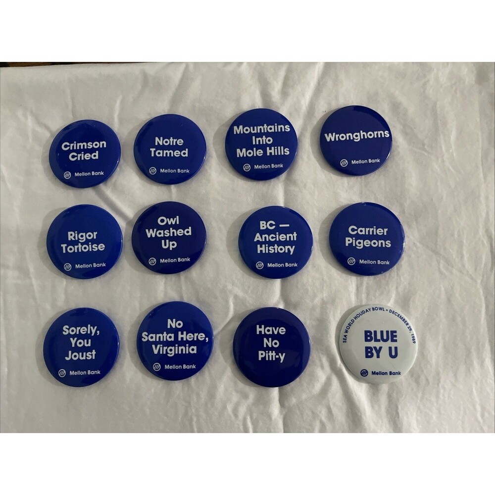 Vintage Lot 12 Penn State PSU Football Gameday Buttons Pins 1989 Mellon Bank